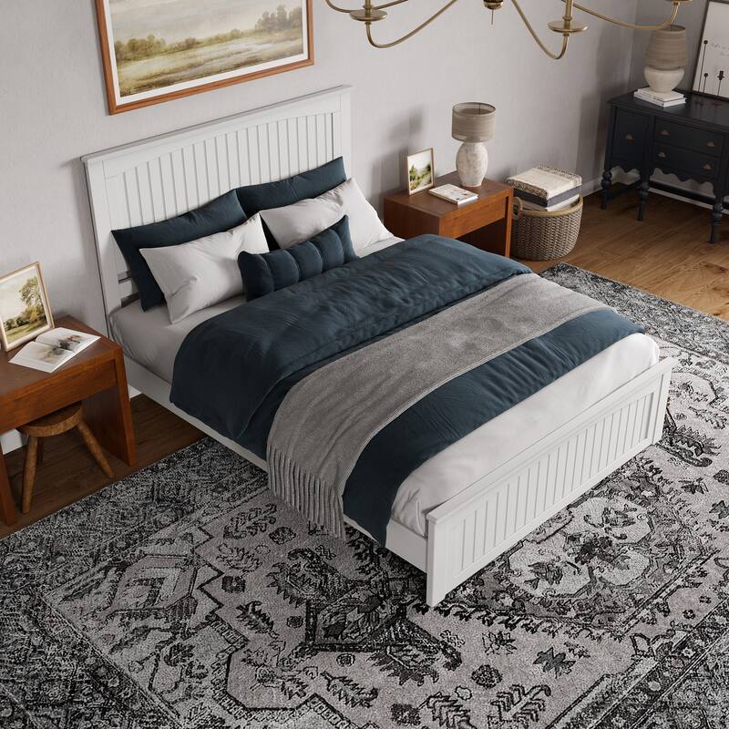 Naples Solid Wood Low Profile Platform Bed with Matching Footboard