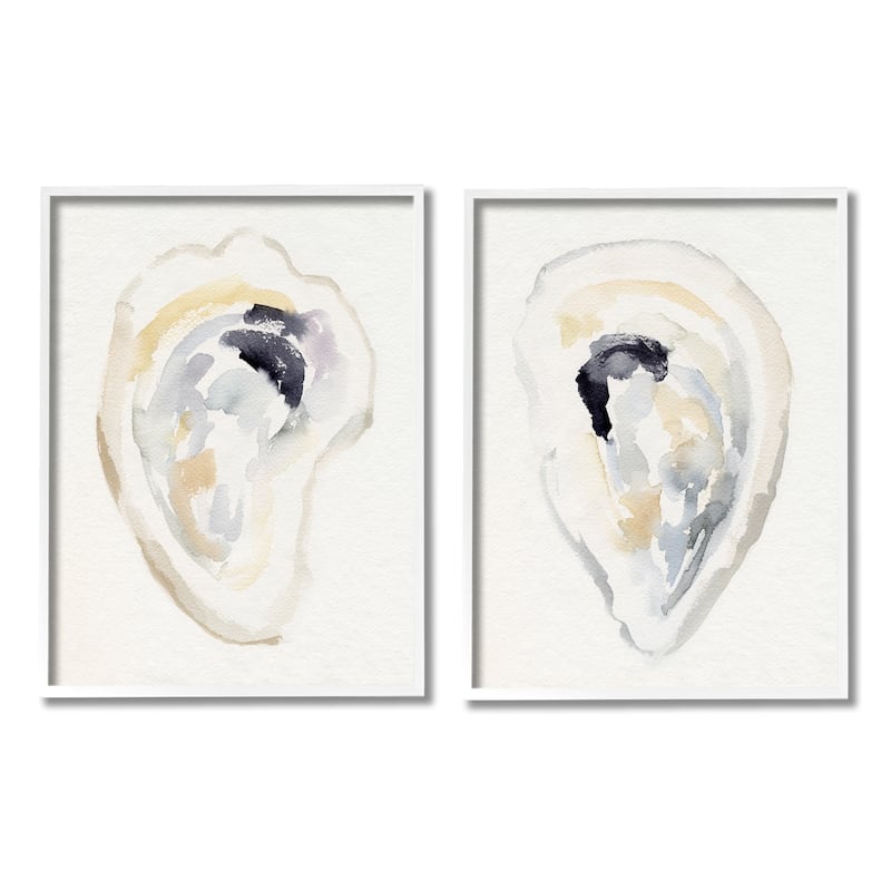 Stupell Abstract Watercolor Detail Oyster Clam Shell Framed Wall Art - Beige