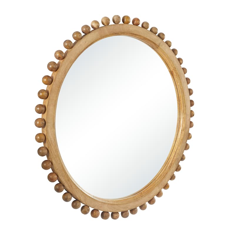 Gold Mango Wood Wall Mirror with Beaded Detailing