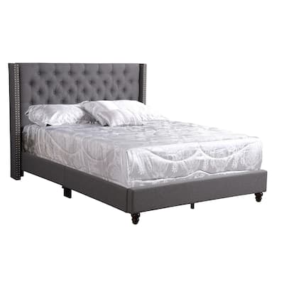 Full Size Upholstered Platform Bed with Foam Padding and Transitional Design