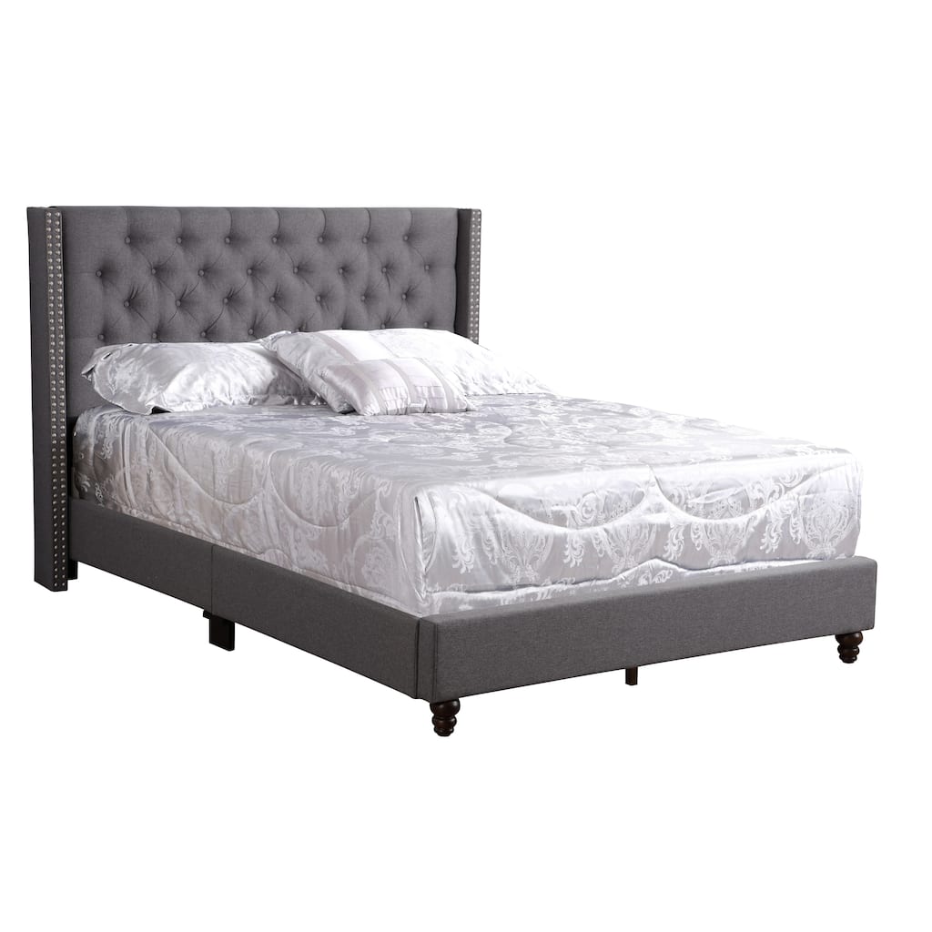 Full Size Upholstered Platform Bed with Foam Padding and Transitional Design