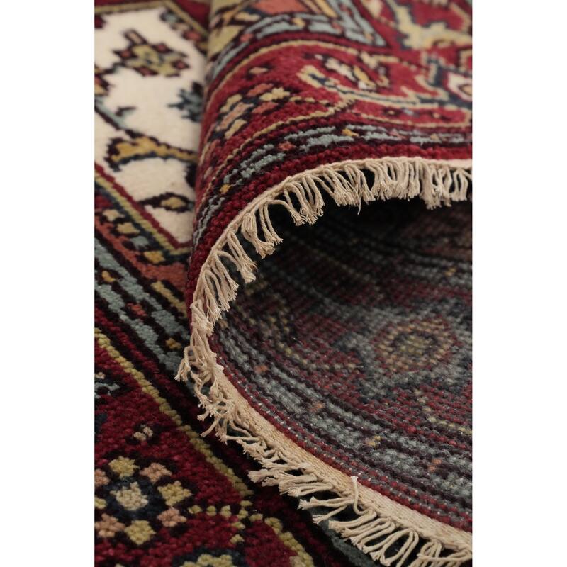 Hand Knotted Oriental 100% Wool Carpet Traditional Medallion Beige & Ivories Heriz (serapi) Area Rug - 6' 1'' X 4' 0''