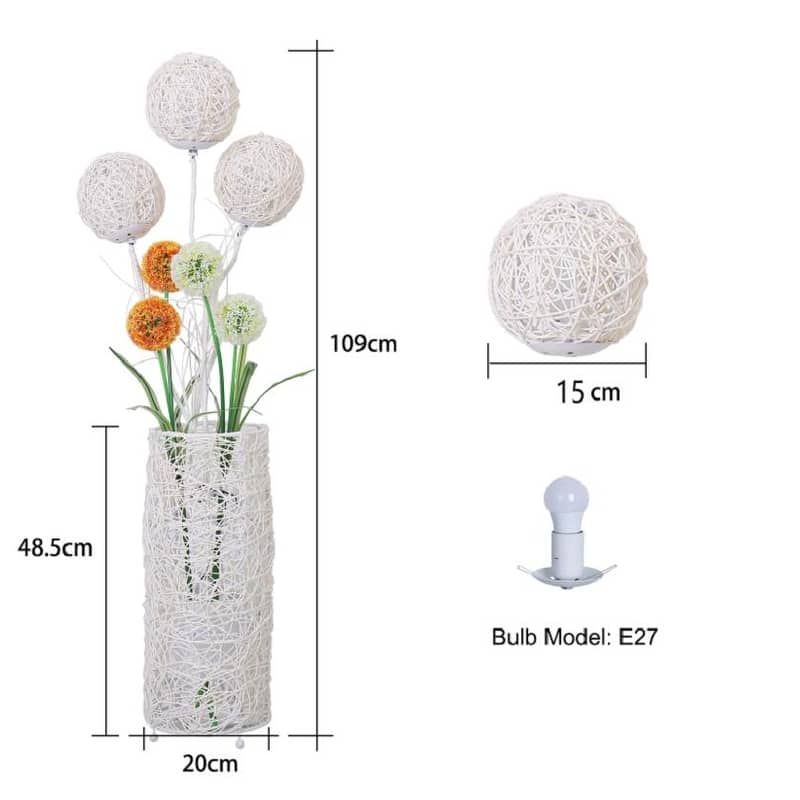 Modern Pastoral Decorative Rattan Standing LED Tree Light - White