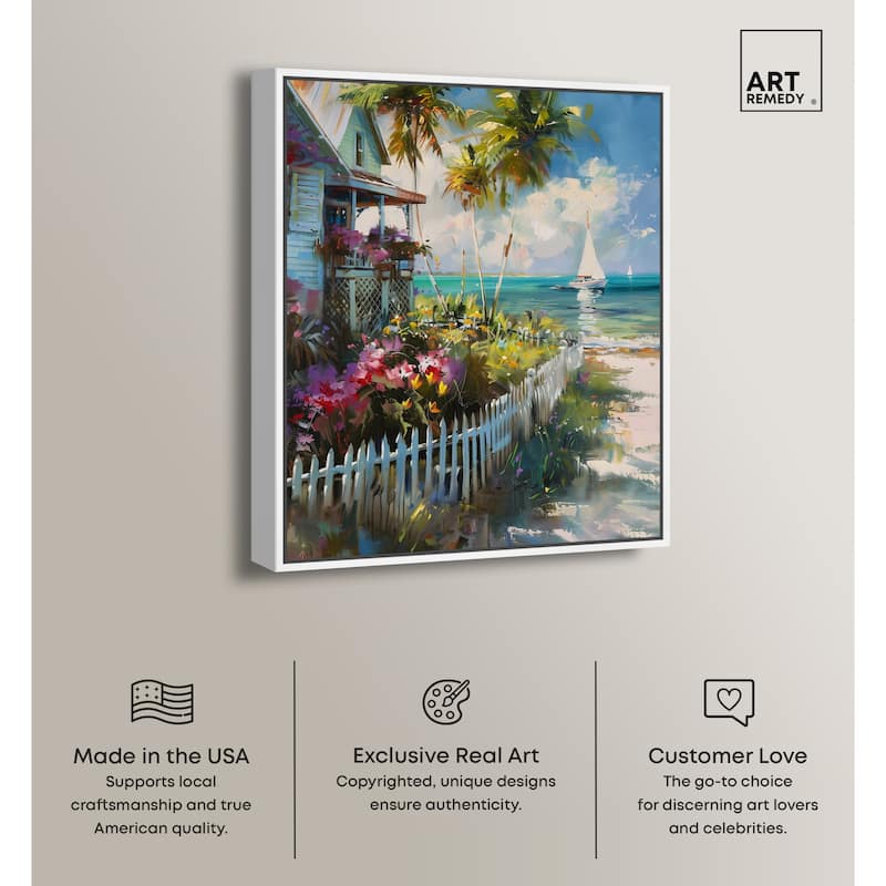 Art Remedy Local Beach House Framed Colorful Coastal 1 Piece Canvas Wall Art