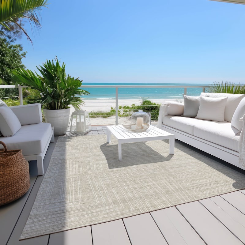 Machine Washable Indoor/ Outdoor Contemporary Stack Chantille Rug