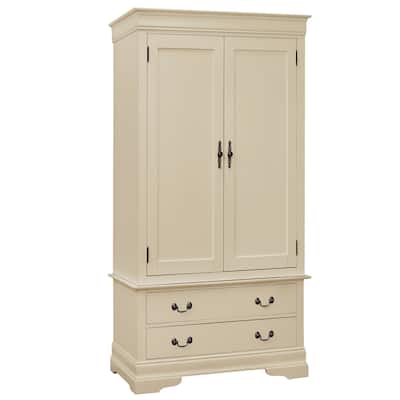 Wooden Armoire with 2 Drawers - 78" - Beige