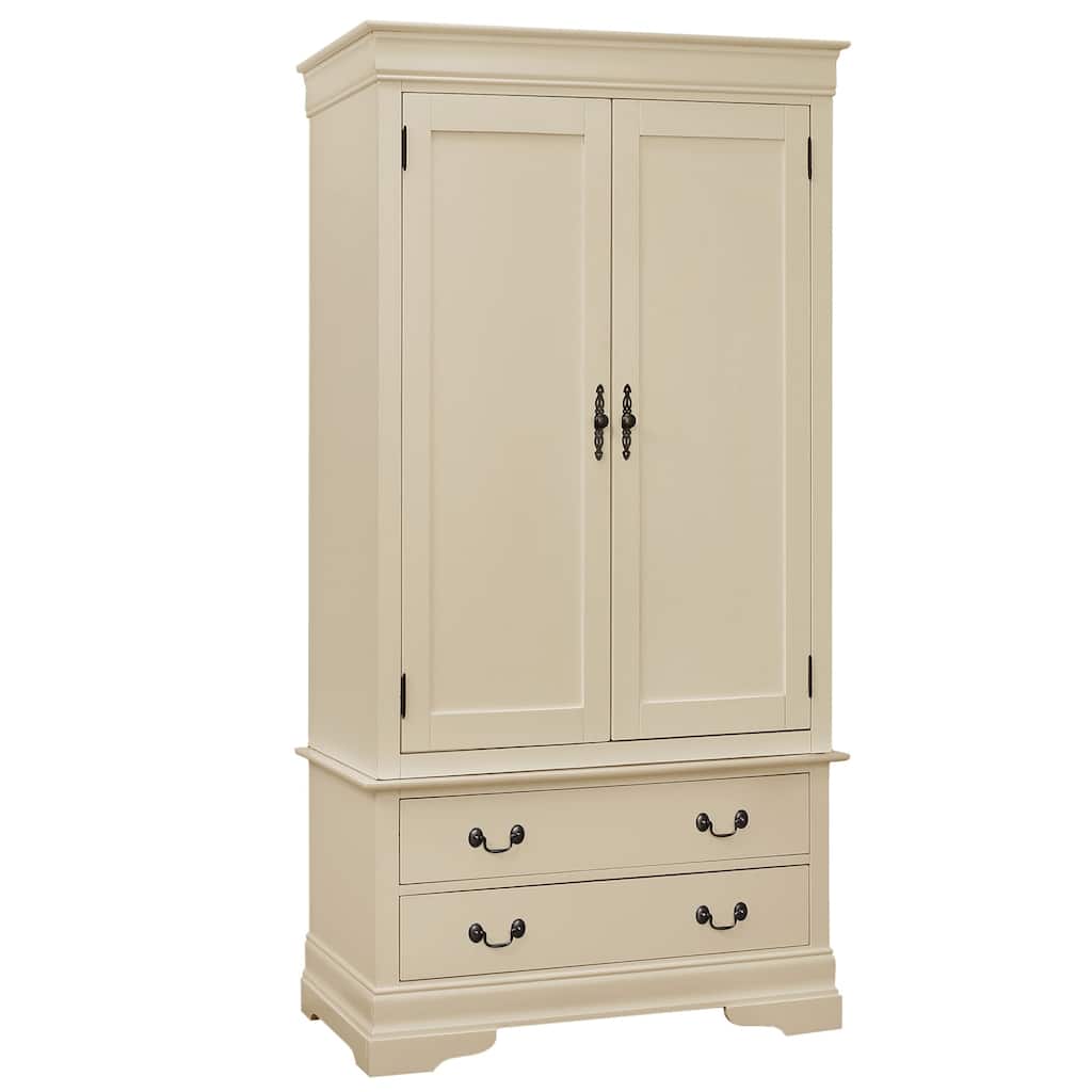 Wooden Armoire with 2 Drawers - 78" - Beige