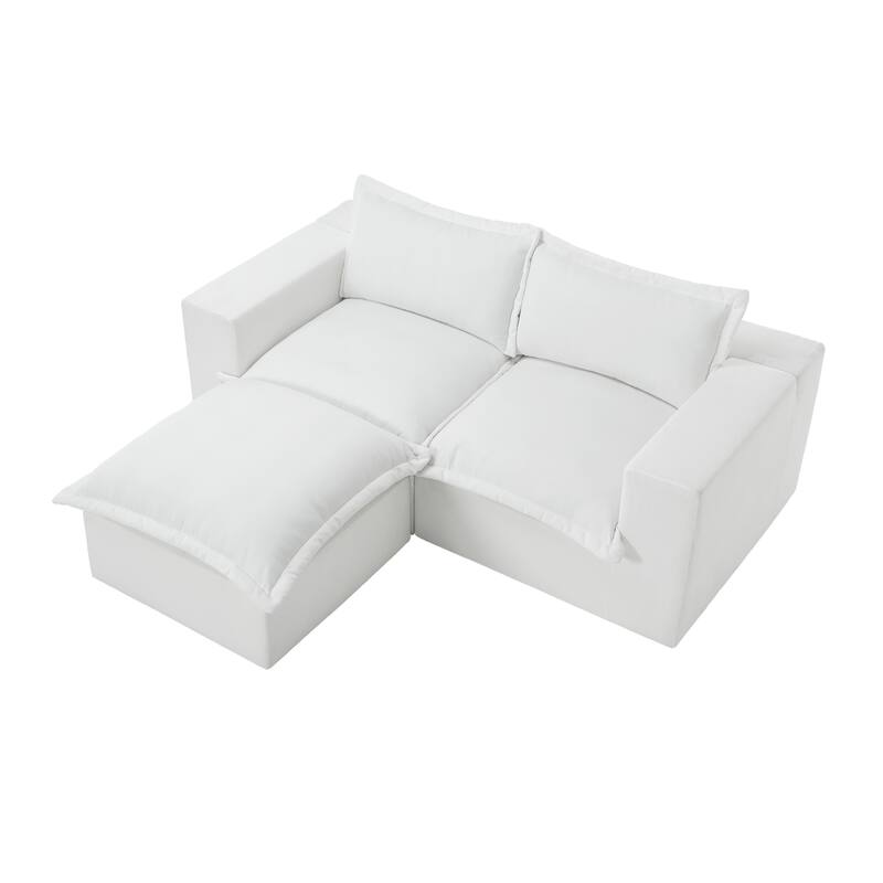 Chenille L-Shaped Modular Sectional Sofa Comfy Cloud Couch For Living Room