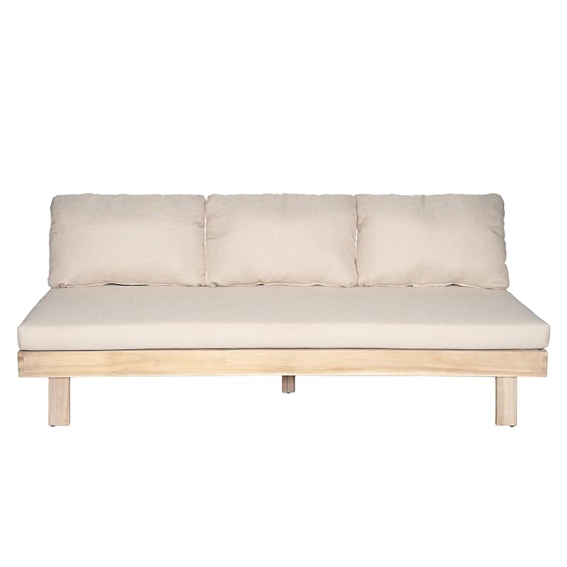 Christopher Knight Home - Topia Mid-Century Outdoor Sectional Sofa Set with Coffee Table and Water-Resistant Cushions - Light White - Only 3 Seater Sofa