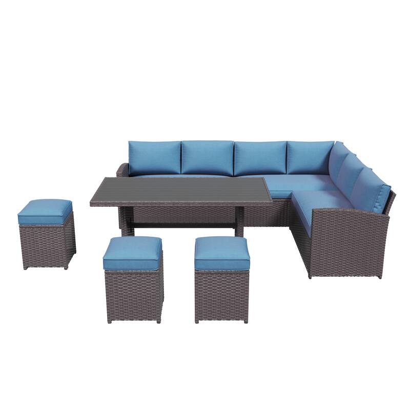 Outdoor 7-piece Wicker Dining Set Patio Sofa Furniture