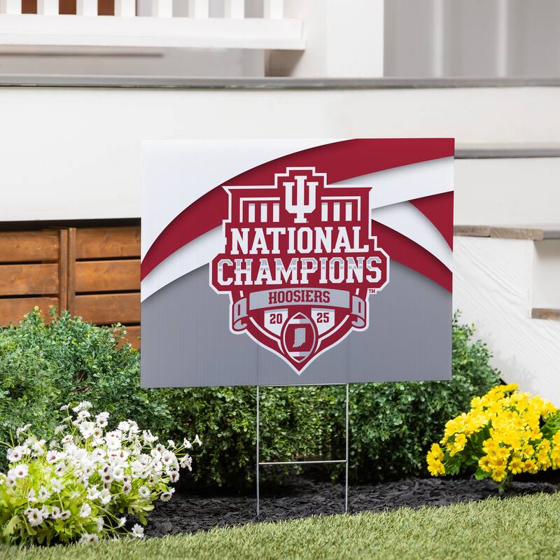 24 in. x 18 in. Indiana University CFP National Champions Coroplast Yard Sign - 5 in. x 1 in. x 5 in.