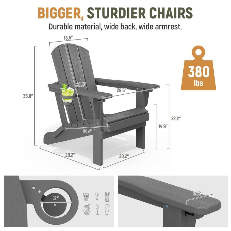 3-Position Reclining Folding Outdoor Chair – PE Wood Grain, Weather-Resistant