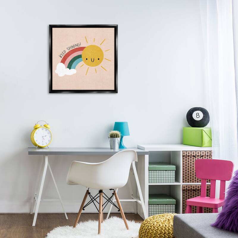 Stupell Keep Shining Inspirational Rainbow Framed Floater Canvas Wall Art Design By Sarah Hickman