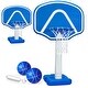 preview thumbnail 1 of 5, Pool Basketball Hoop, 2 Adjustable Heights, Includes Poolside Water Basketball Hoop - 34x25x53in Blue - 34x25x53in