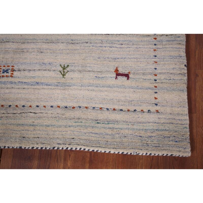 Tribal Striped Gabbeh Indian Accent Rug Handmade Wool Carpet - 4'0"x 5'9"