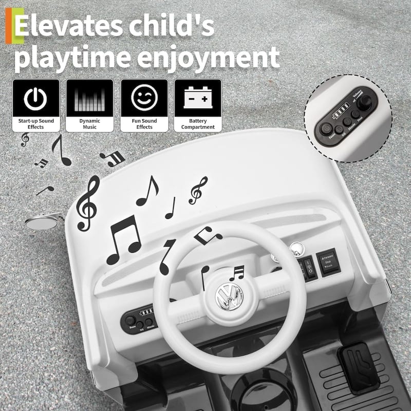 6V Electric Ride on Car, Licensed Volkswagen Ride on Bus for Kids, Pink
