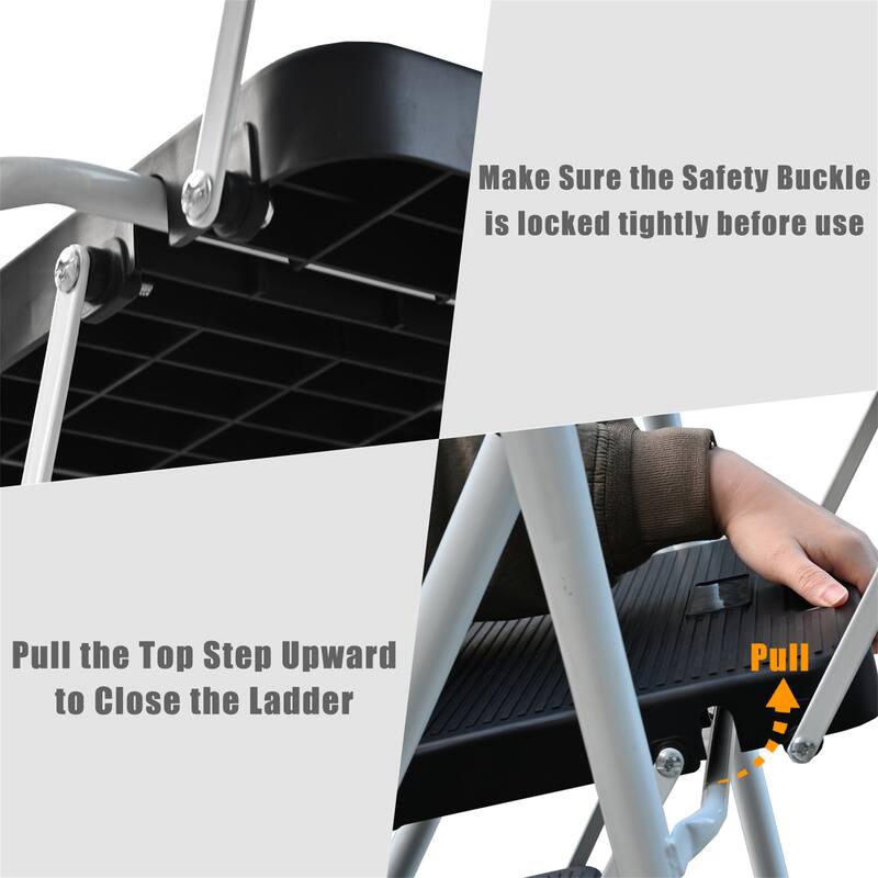 5-Step Folding Ladder with Handrails & Tool Platform