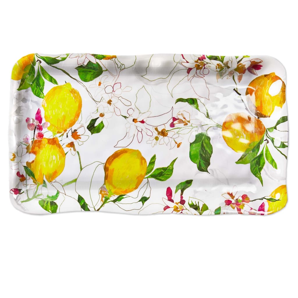 Lemoncello Melamine Rectangular Serving Platter - Multicolor, Dishwasher Safe, 17" x 10" x 0.75" - Perfect for Spring & Summer