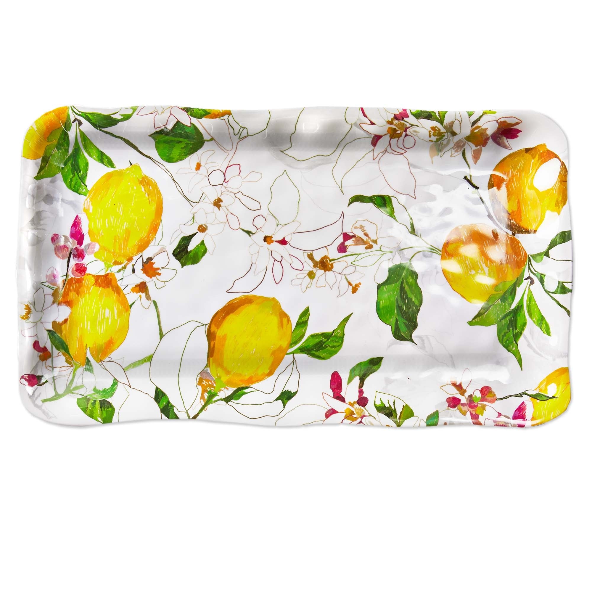 Lemoncello Melamine Rectangular Serving Platter - Multicolor, Dishwasher Safe, 17" x 10" x 0.75" - Perfect for Spring & Summer