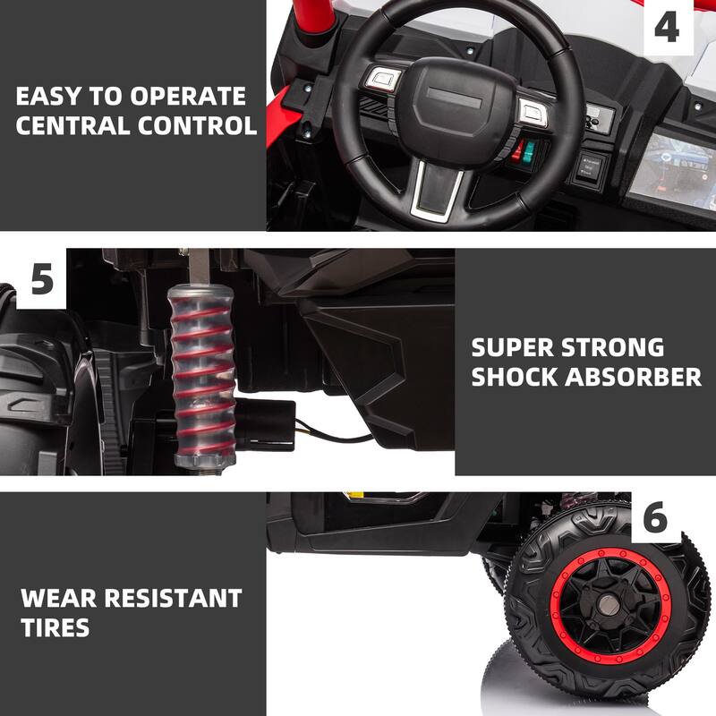 24V 2seater Side by Side 4x4 Ride on Off-Road Truck with Parent Remote Control and two safety belts