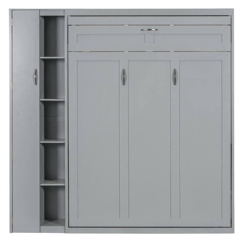 Full Size Smart Murphy Bed Space Saving with LED Lighting And Storage