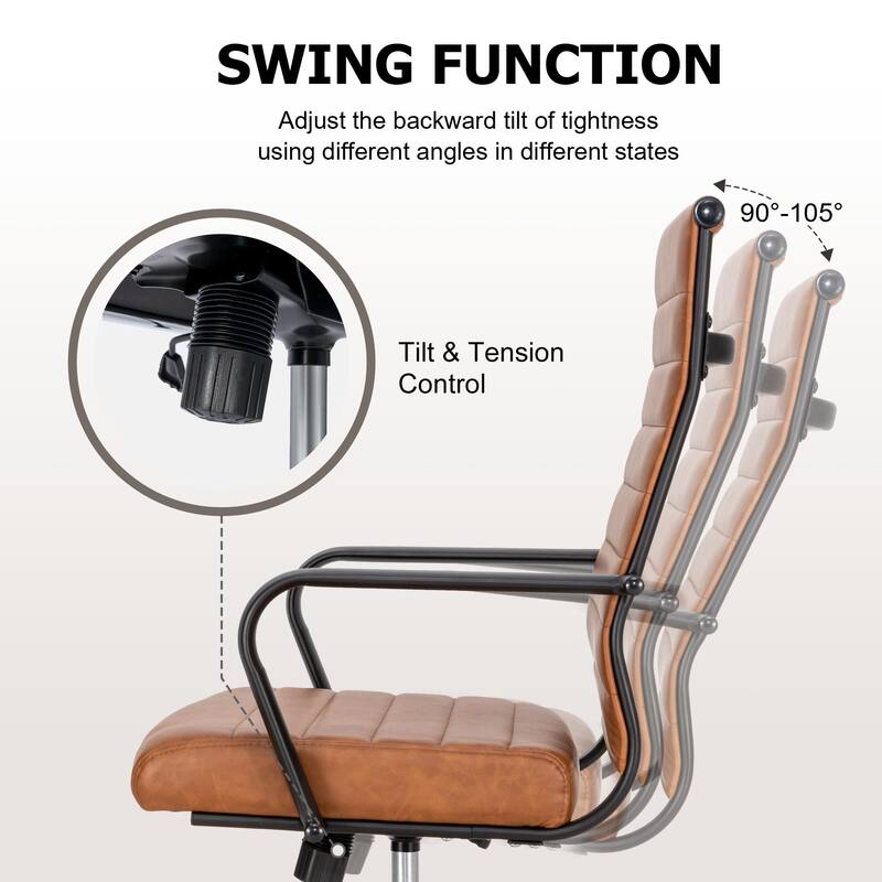 Ergonomic Office Chair Full-Grain Leather with Lumbar Support