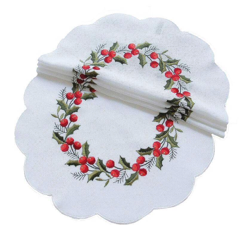 Holly Berry-12Rnd-Doilies-Set of 4 - 16Rnd
