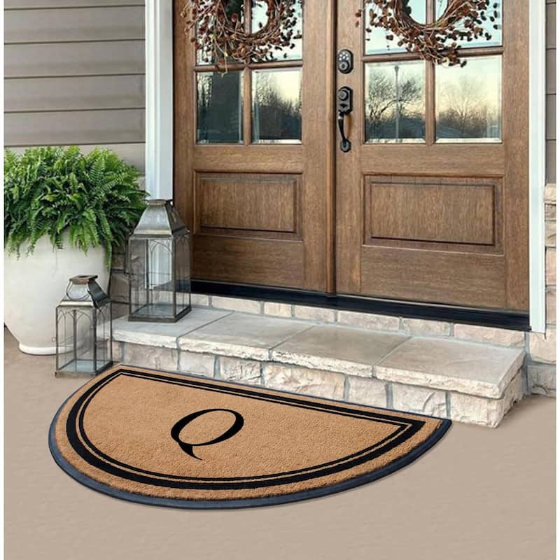 A1HC Natural Coir & Rubber Hand Flocked Thick Durable Monogrammed Doormats, 36" x 72"