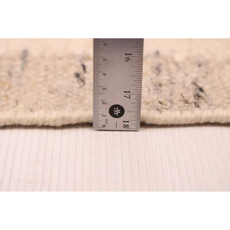 ECARPETGALLERY Flat-Weave Marrakech Cream Wool Kilim - 5'6 x 7'4