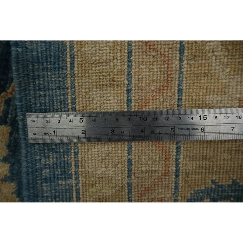 Hand Knotted Oriental 100% Wool Carpet Transitional Floral Navy Blue & Blues Oushak Area Rug - 9' 11'' X 8' 2''