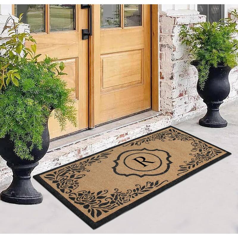 A1HC Hand Crafted Entry Flocked Coir Monogrammed Welcome Entrance Doormat 36"x72"