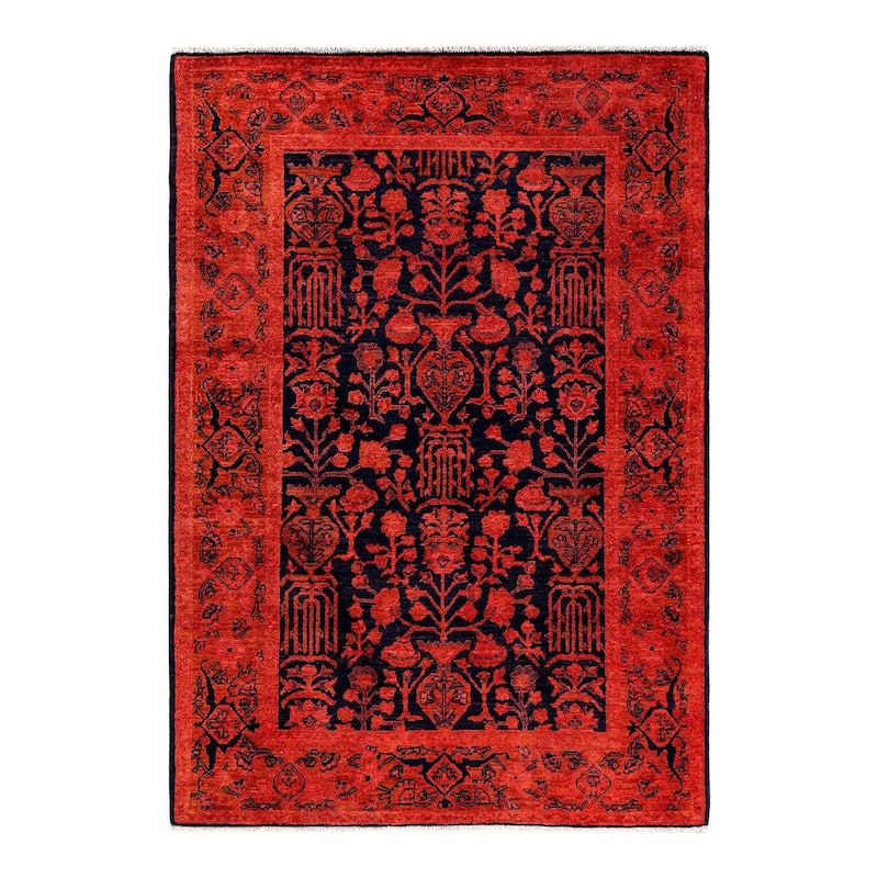 Contemporary Overdyed Wool Hand Knotted Area Rug - 4' 1" x 5' 10"
