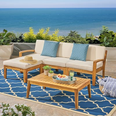 Outdoor L-Shaped Seating Combo Sofa Set 5 Pcs
