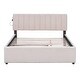 preview thumbnail 5 of 32, Eye-catching Design Teddy Fleece Upholstered Platform Bed with Twin XL Trundle, LED Light, Queen Size