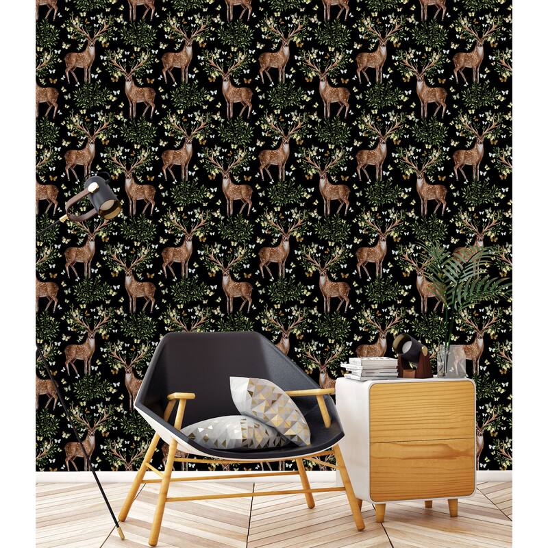 Wildlife Dark Pattern Peel and Stick Wallpaper - Bed Bath & Beyond ...
