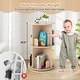 preview thumbnail 8 of 7, Coffee MDF Kids Rotating Bookshelf 8 Compartments 360-degree Swivel and Bear Baffles - 16"L x 16” W x 25.5" H