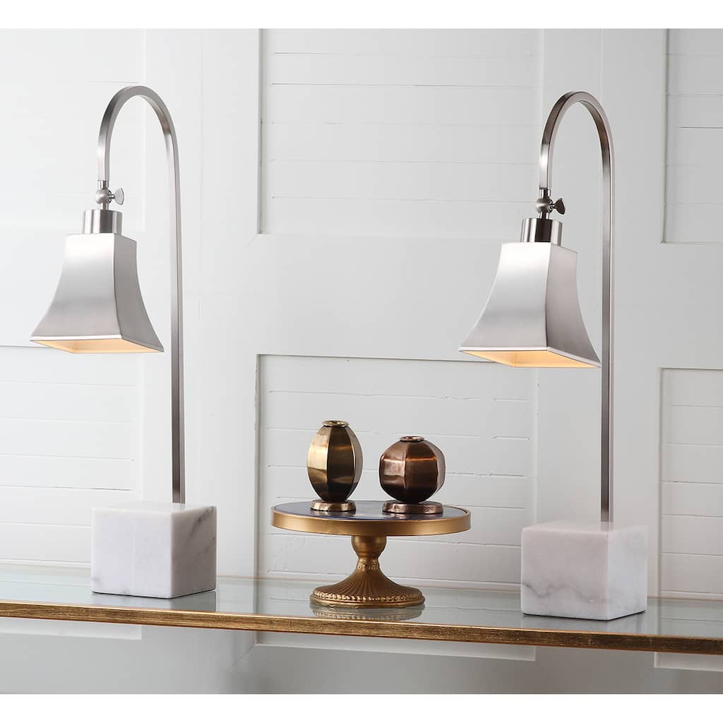 SAFAVIEH Lighting Stefani 26-inch Marble Desk Lamp (Set of 2) - 10.5"x5"x26" - 11Wx5Dx26H