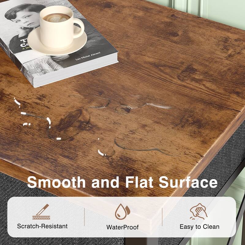 VECELO X Frame Nightstand with Removable Fabric Drawer Easy to Clean Nightstand Multifunctional End Table with Open Shelf