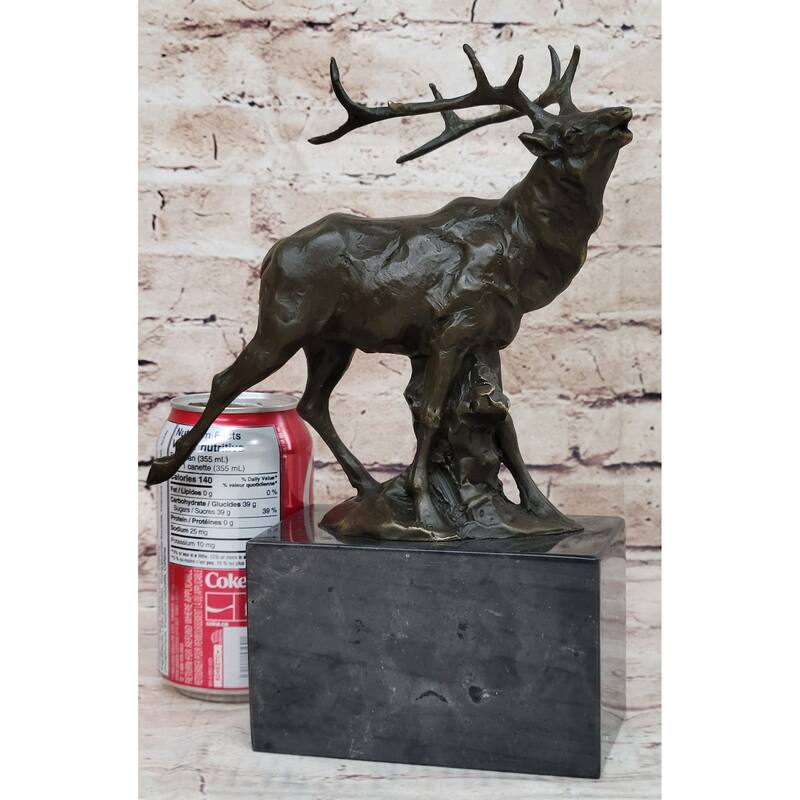 Signed Original Male Elk Mountain Deer Caribou Hunter Bronze Sculpture Art Decor
