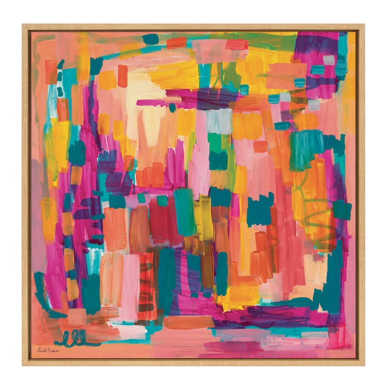 Kate and Laurel Sylvie I Feel Pretty Framed Canvas by Leah Nadeau - 30x30 - Plastic - Brown
