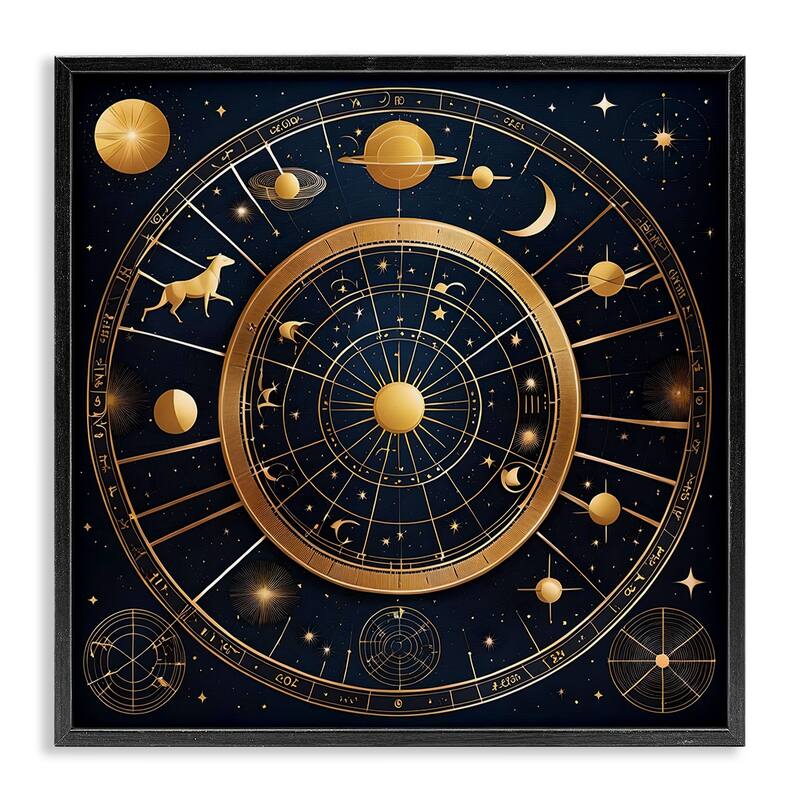 Stupell Astrology Zodiac Birth Chart Framed Giclee Art Design By Tabz Jones - 12 x 12 - Black