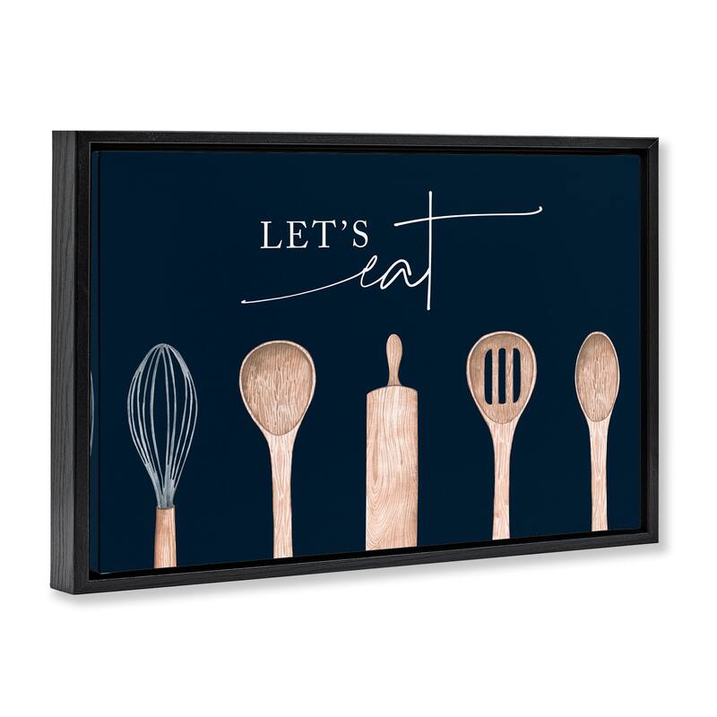 Stupell Let's Eat Kitchen Utensils Framed Floater Canvas Wall Art Design By Lux + Me Designs