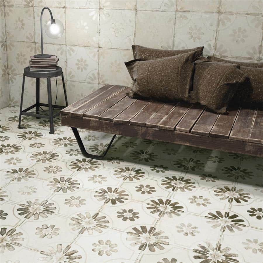 Merola Tile Kings Blume White 17-5/8" x 17-5/8" Ceramic Floor and Wall Tile