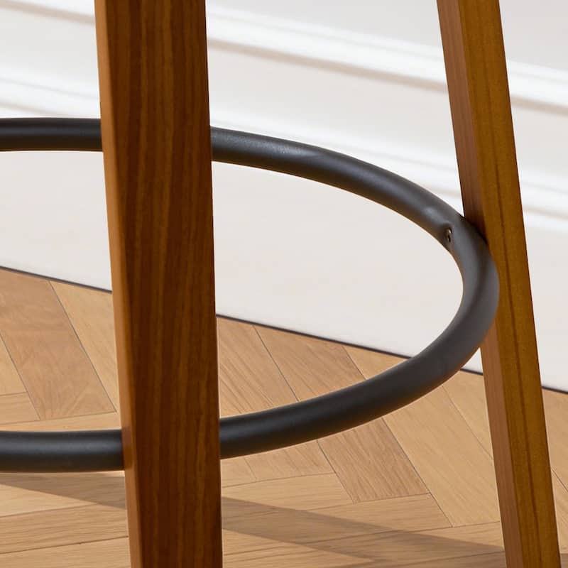 Upholstered Swivel Counter Height Bar Stool with Curved Back and Bentwood Frame - 37.2"H x 19.1"W x 20.5"D