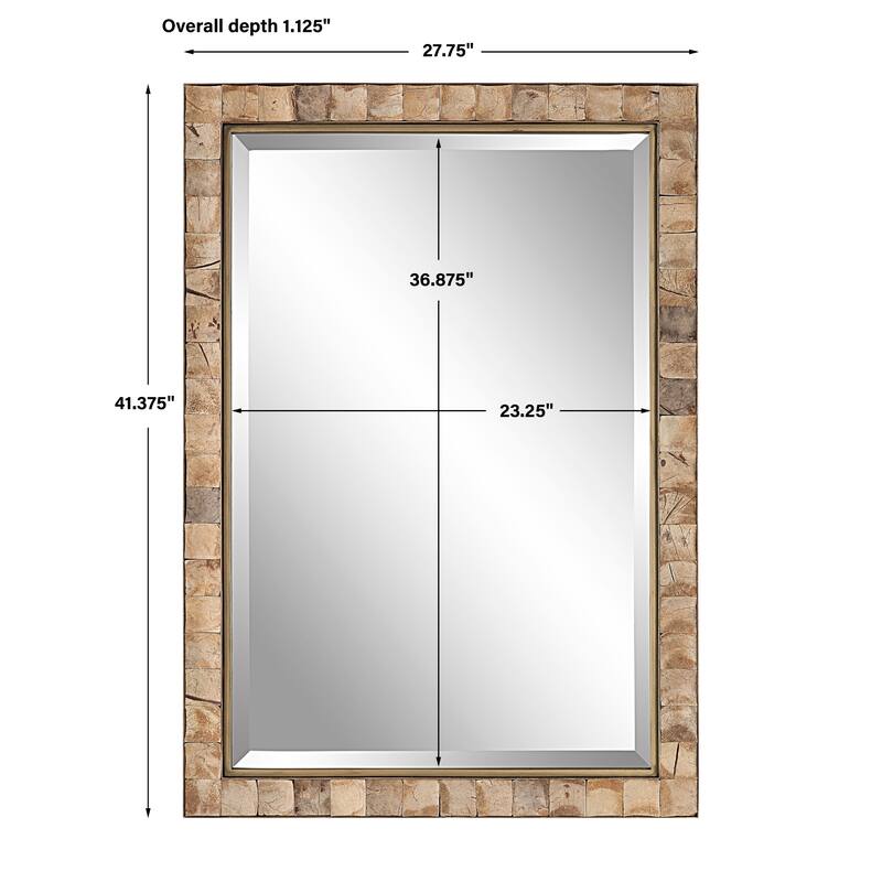 Coconut Shell Framed Wall Mirror - 39.5" - Brown and Gold