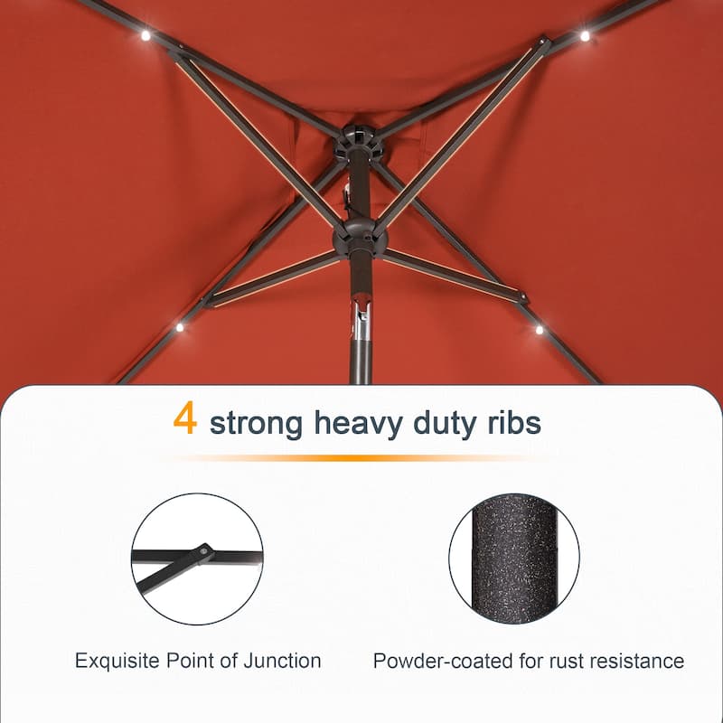 LIVOOSUN 6.5×6.5FT LED Square Patio Umbrella with UPF50+, Tilt Function, and Wind-Resistant Design——Experience Outdoor Comfort