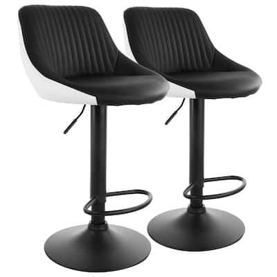 Elama 2 Piece Faux Leather Adjustable Bar Stool