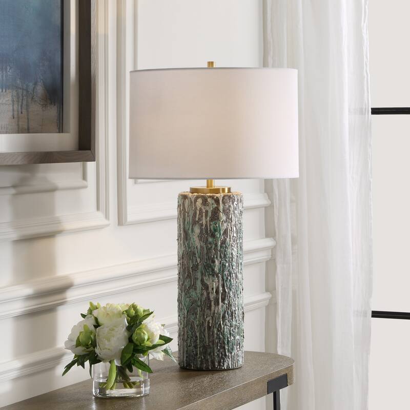 Uttermost Meltdown Ivory Teal Table Lamp - 28.5'' H X 16'' W X 16'' D