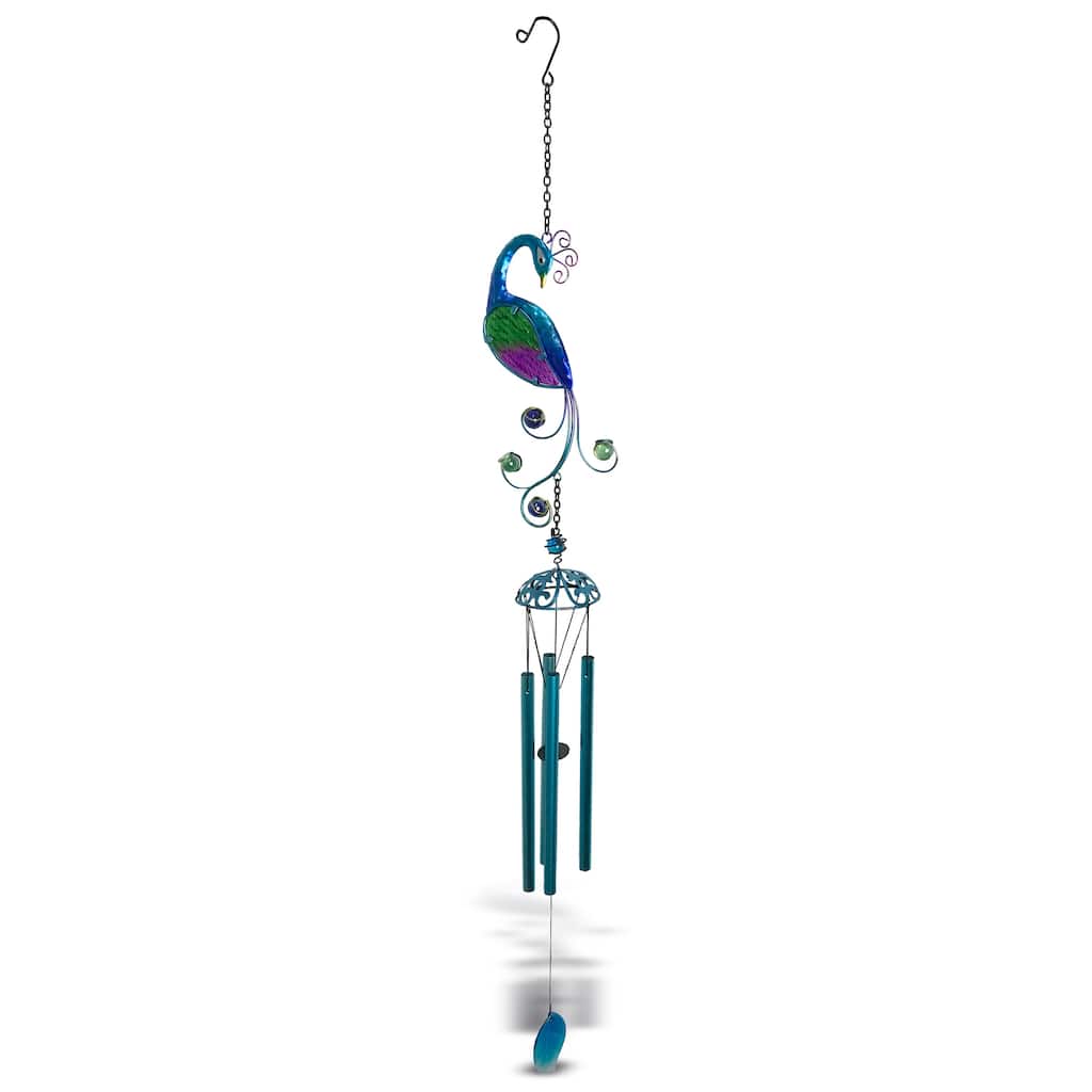 CoTa Global Peacock Wind Chime - Handmade Glass And Metal Chime - Multicolor - 40.9 inches