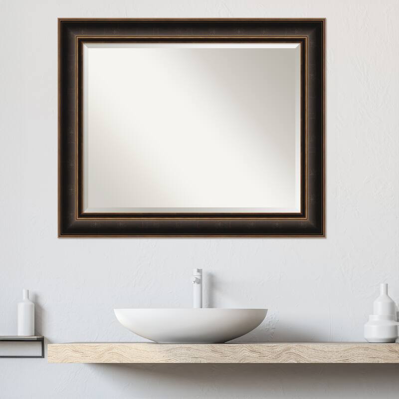 Villa Oil Rubbed Bronze Beveled Wood Framed Bathroom Vanity Wall Mirror - Villa Oil Rubbed Bronze